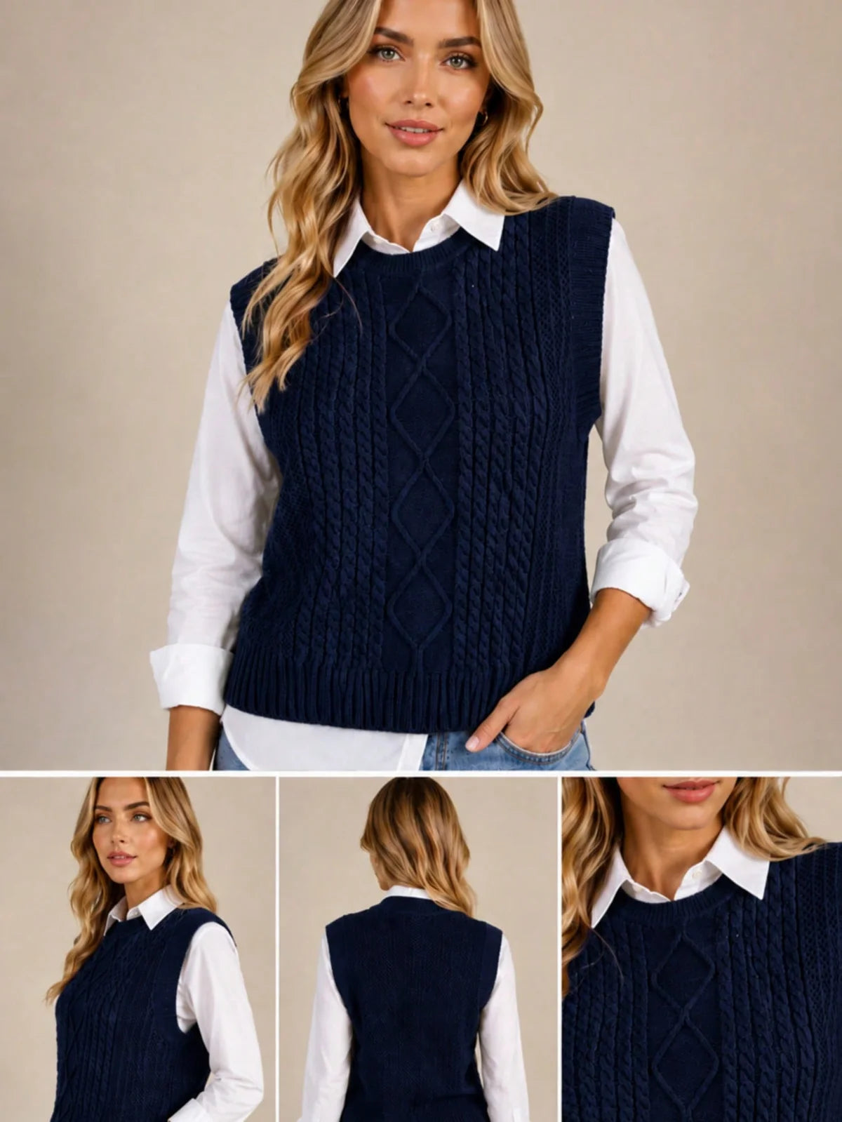 Colete Tricô Feminino Modal Premium Gola Alta Canelado