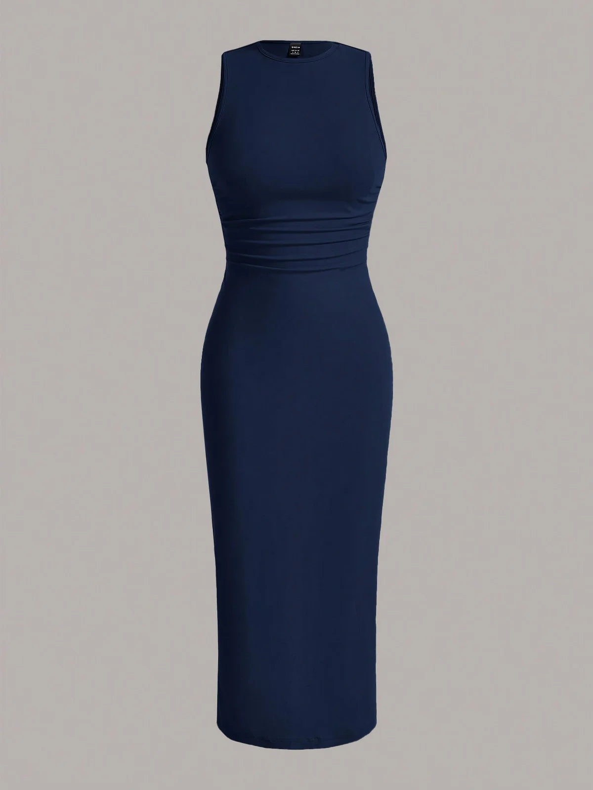 Vestido Regata com Cintura Franzida Sólido de , Vestidos de para
