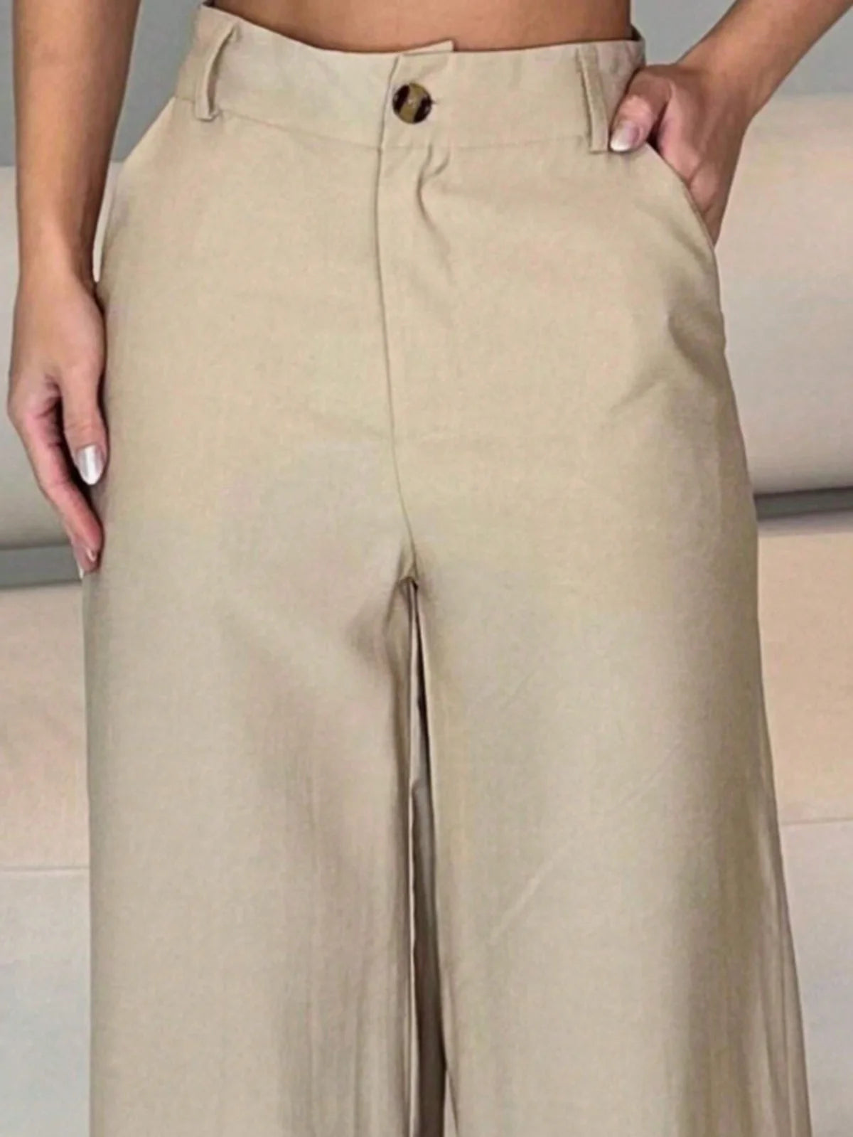 Calça Feminina Pantalona Wide leg Botão Noite Diário Formal e