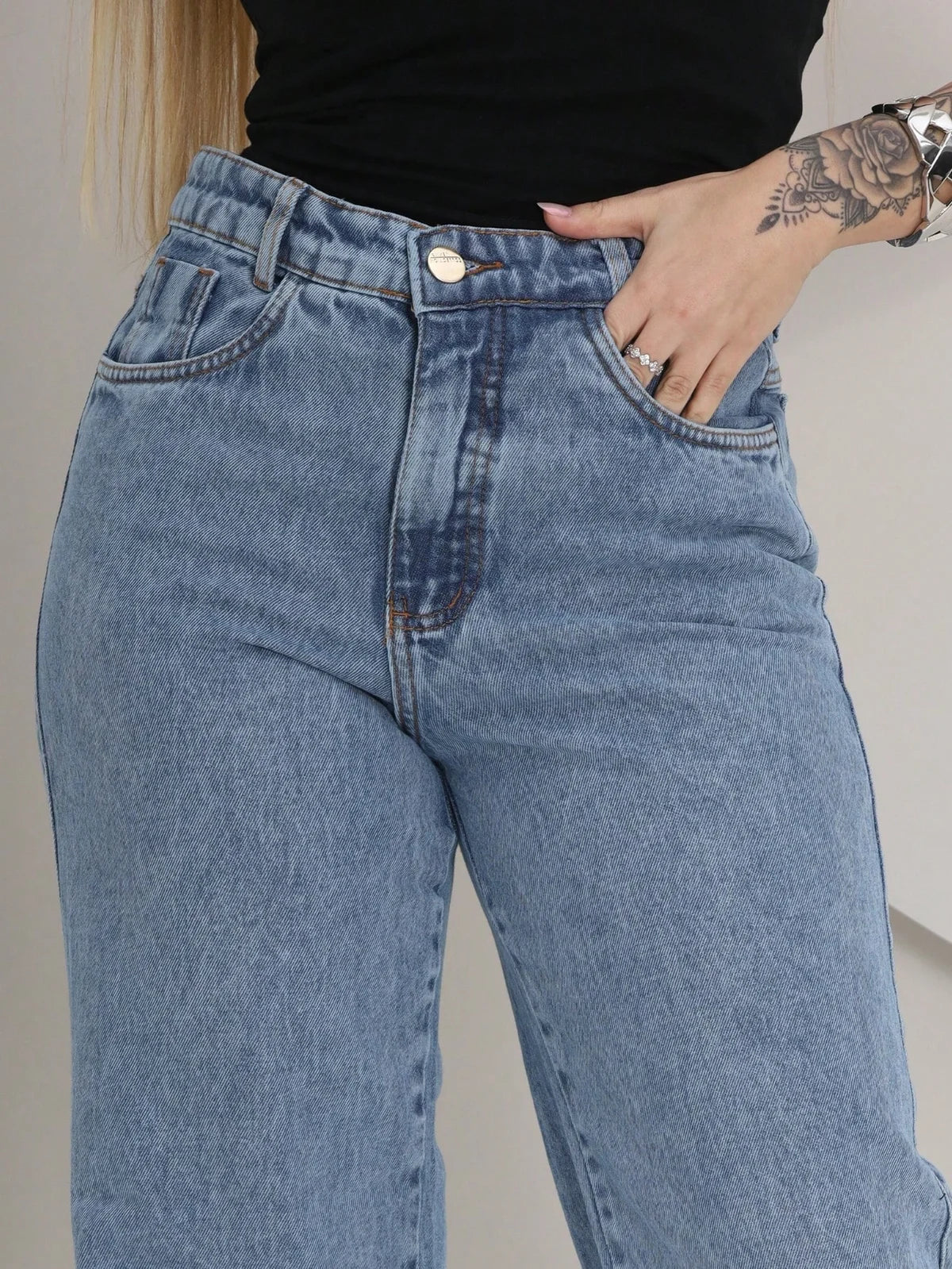 Calça Jeans Wide Leg Feminina Cintura Alta 100% Jeans Pantalona