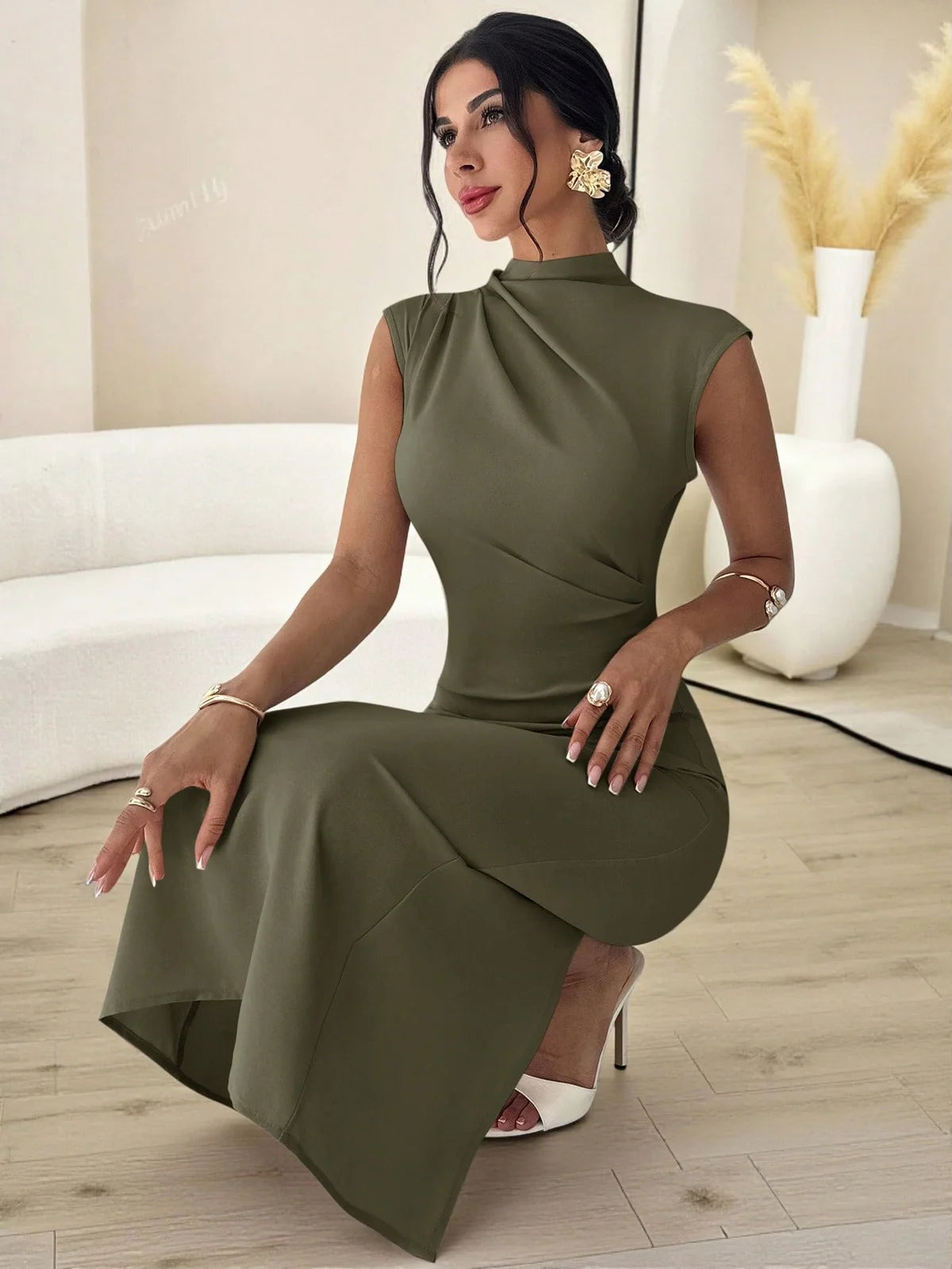 Vestido Longo de e Minimalista para Uso , Diário, Viagem e , com