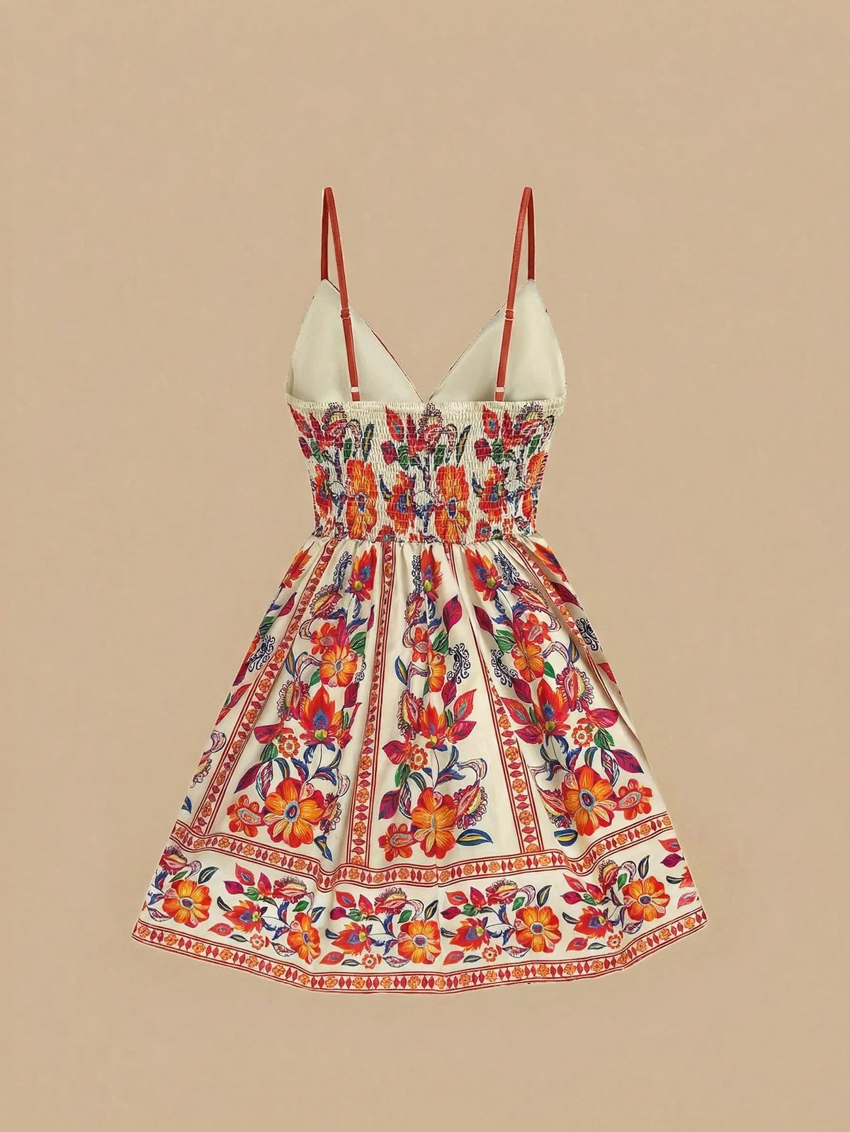Vestido Curto Estampado de Chiffon com Alças Finas para