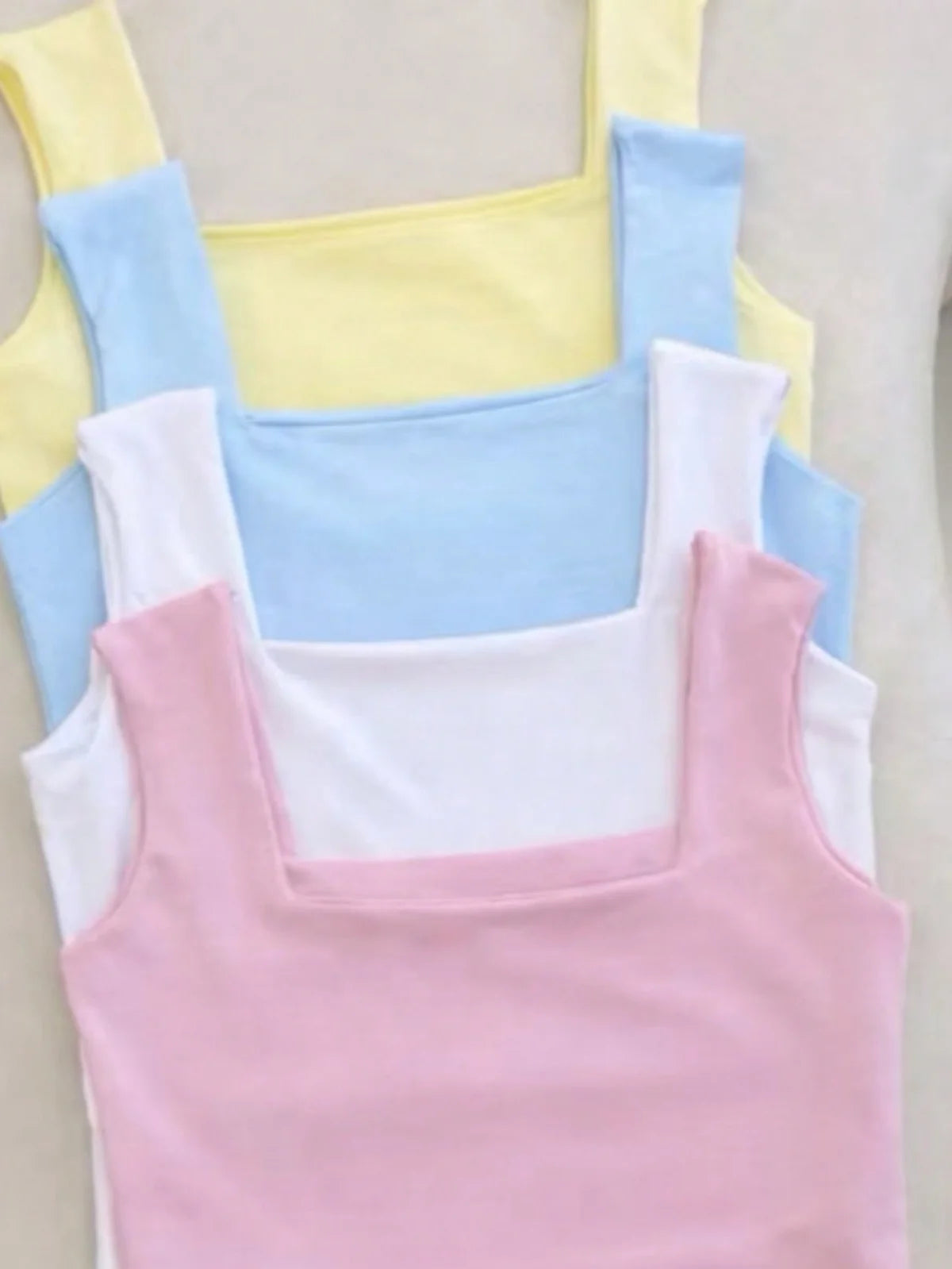 Top Feminino Kit 4 Blusas Feminina Regata Decote Quadrado Reto