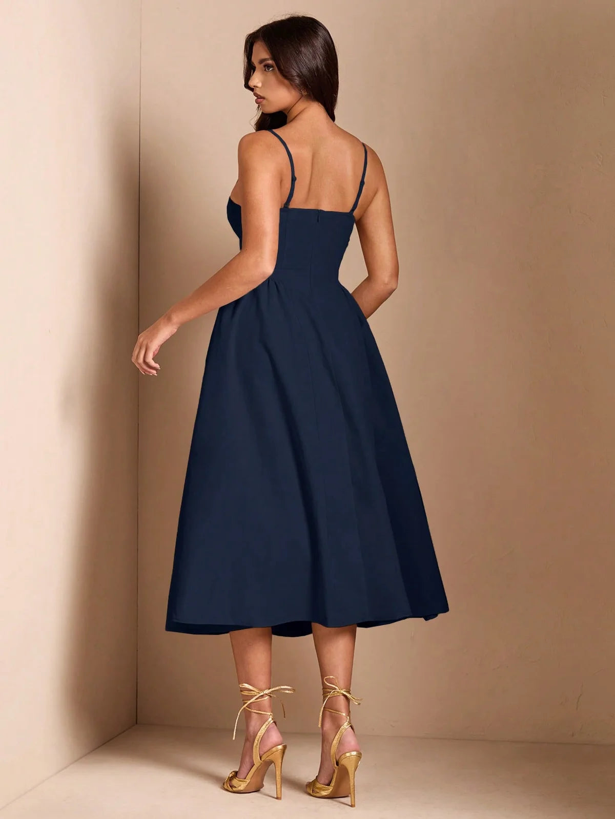 BAE Vestido Longo com Mangas Bufantes para Mulheres, Adequado