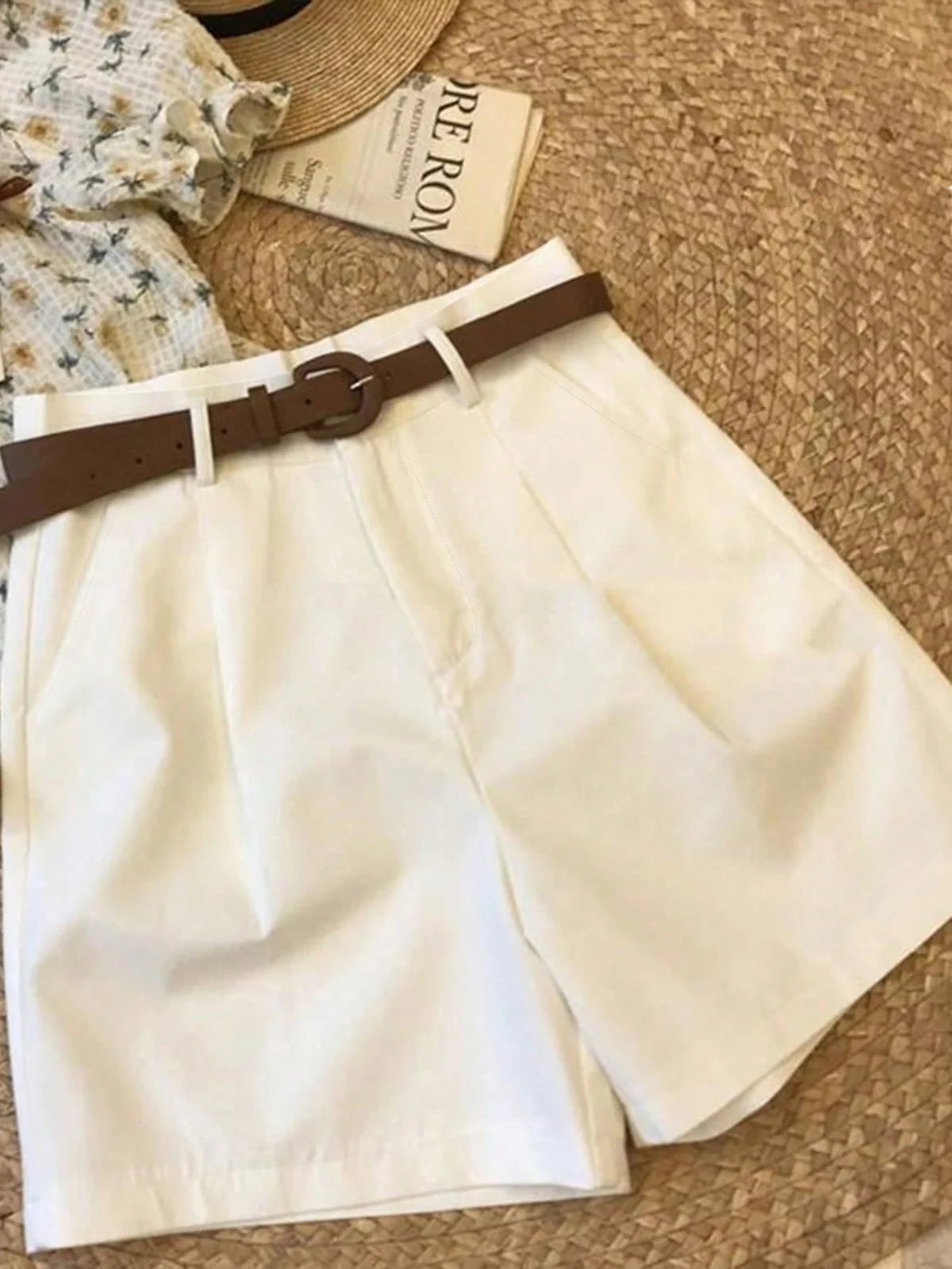 Conjunto Feminino de 3 Peças Preto Branco Café Shorts para