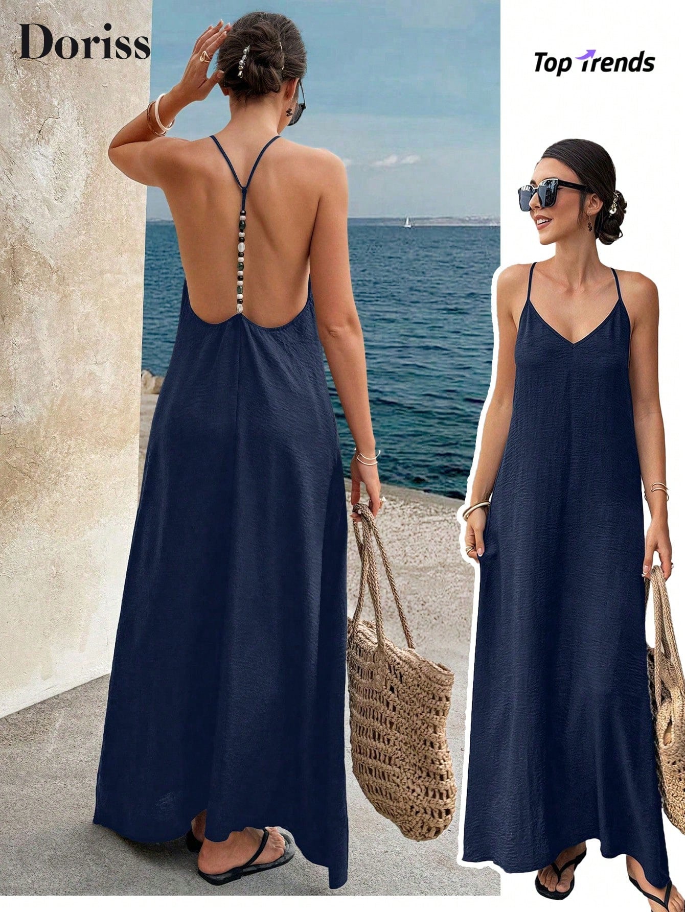 Vestido Sexy Costas Nuas com Tiras Cruzadas Criss-Cross