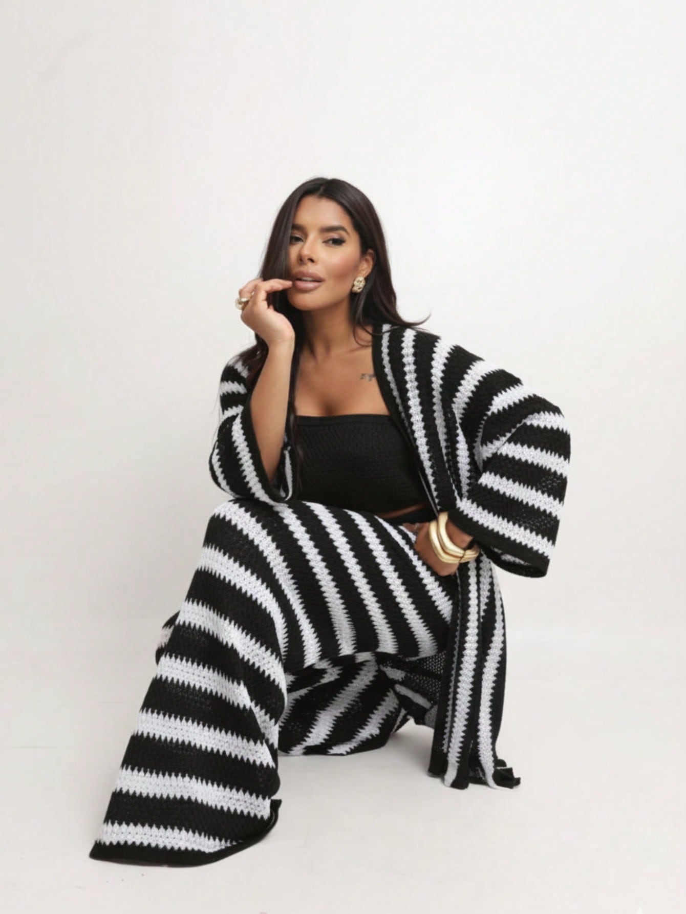 Conjunto Camisa Manga Longa e Calça Reta Colorblock