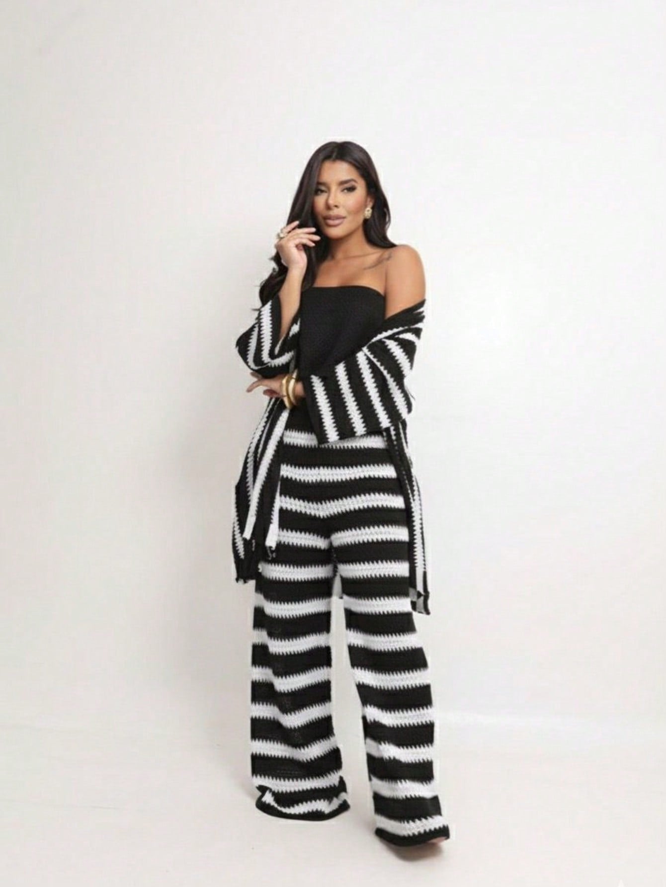 Conjunto Camisa Manga Longa e Calça Reta Colorblock