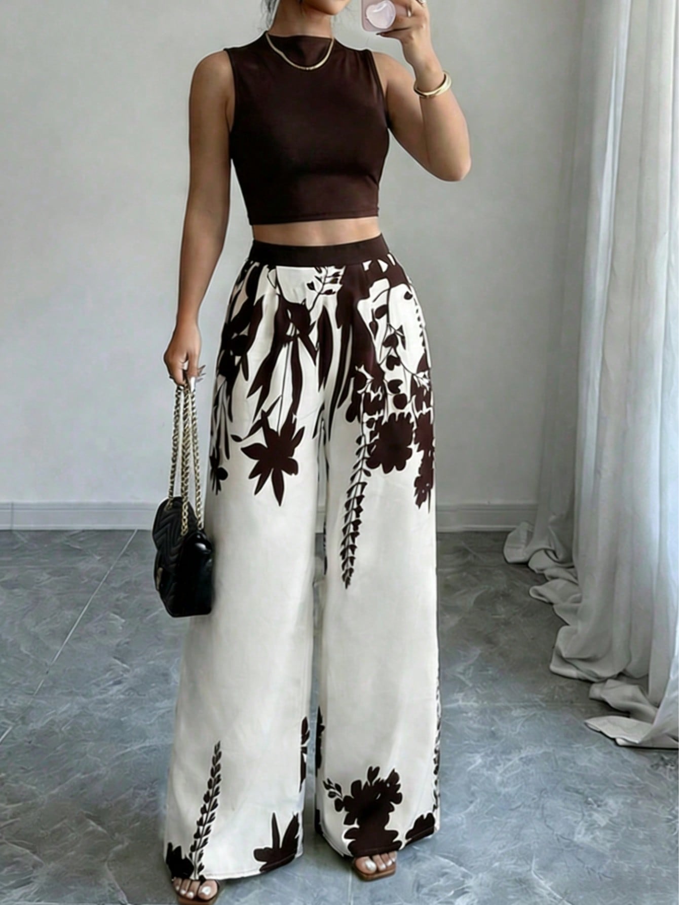 Conjunto Camisa Manga Longa e Calça Reta Colorblock