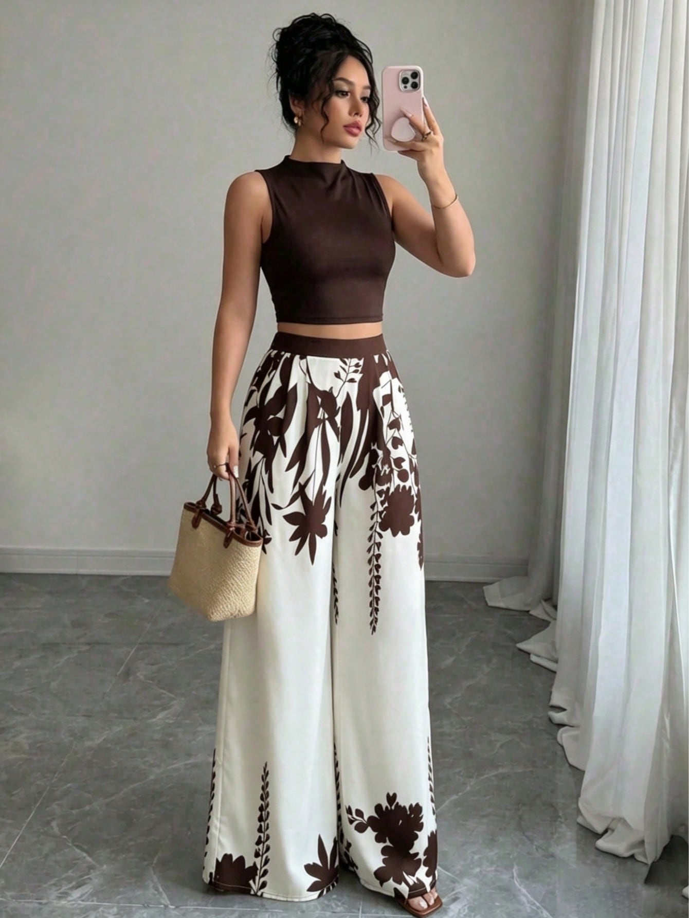 Conjunto Camisa Manga Longa e Calça Reta Colorblock