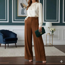 Calça pantalona feminina duna com forro tecido premium