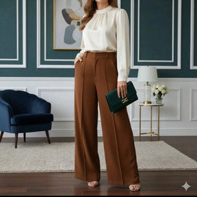 Calça pantalona feminina duna com forro tecido premium