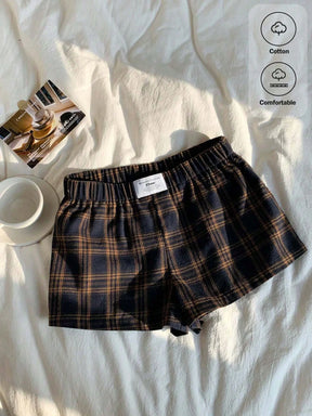 Shorts Casuais Xadrez Mini Femininos para