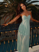 Vestido Feminino de Cor Sólida com Alças Finas e Pregas para Férias