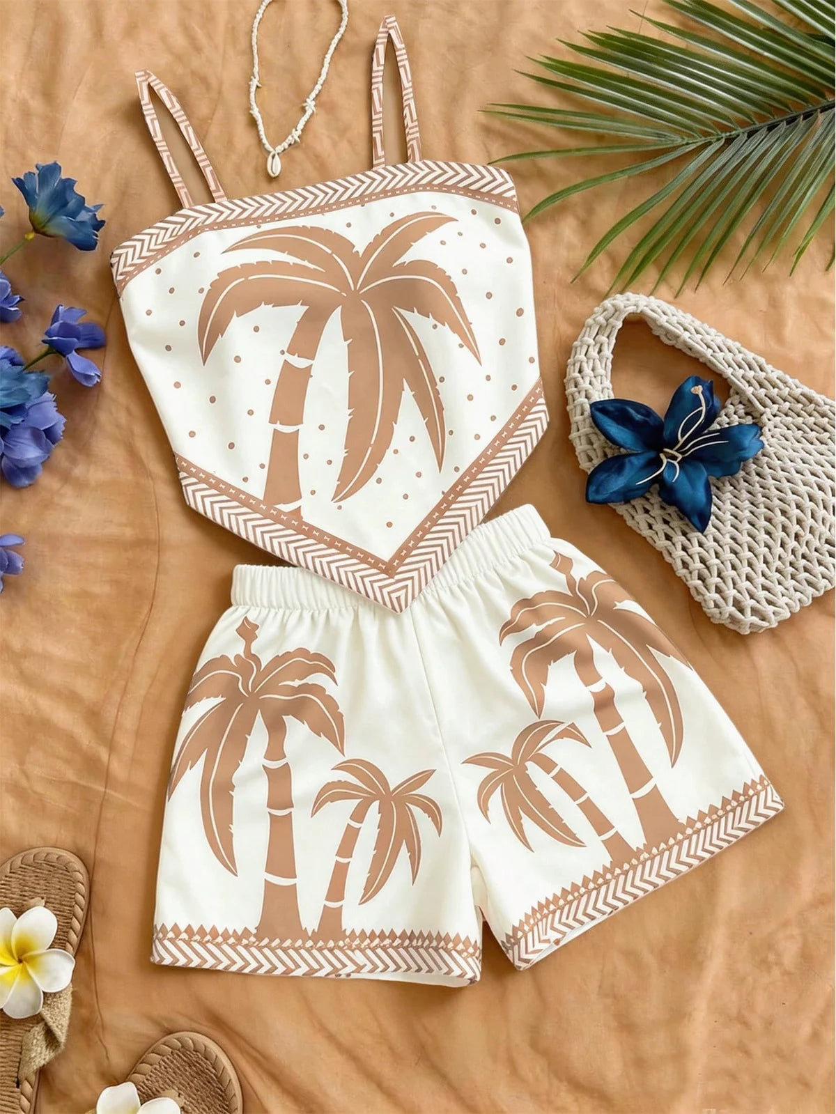 Conjunto de 2 Peças Feminino para Férias / , Top Regata com