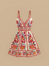 Vestido Curto Estampado de Chiffon com Alças Finas para