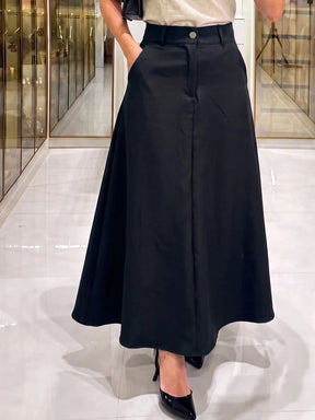 Saia Longa Alfaiataria Feminina Cintura Alta Chic
