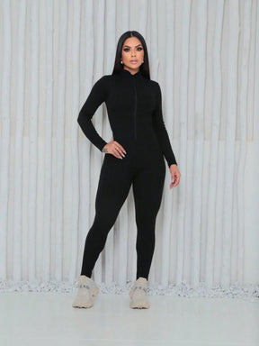 Macacão Longo com Zíper Manga Longa Anarruga Modelador Virginia