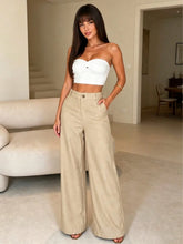 Calça Feminina Pantalona Wide leg Botão Noite Diário Formal e