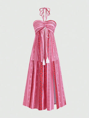 Sweetra Petite Vestido Romântico Sem Mangas com Estampa de Trigo