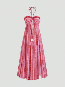 Vestido Feminino Sem Manga para Férias na Praia, Look