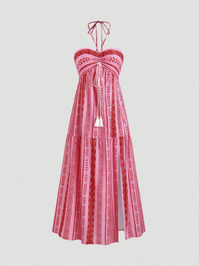 Vestido Feminino Sem Manga para Férias na Praia, Look