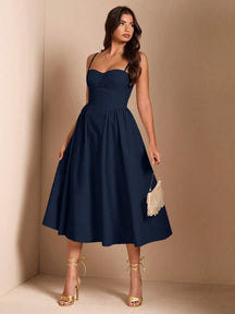 BAE Vestido Longo com Mangas Bufantes para Mulheres, Adequado