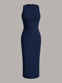 Vestido Regata com Cintura Franzida Sólido de , Vestidos de para