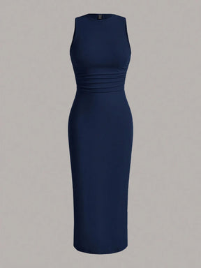 Vestido Regata com Cintura Franzida Sólido de , Vestidos de para