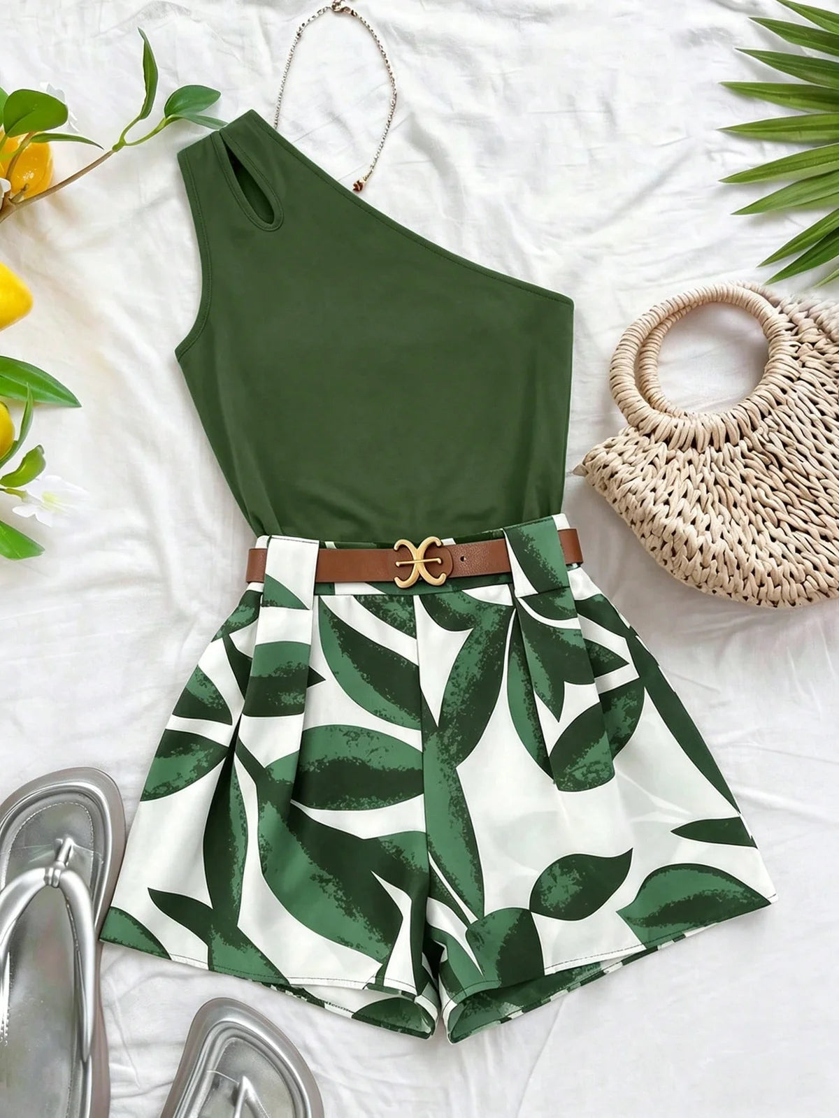 Conjunto de 2 peças Feminino de de Férias e Sexy com Estampa