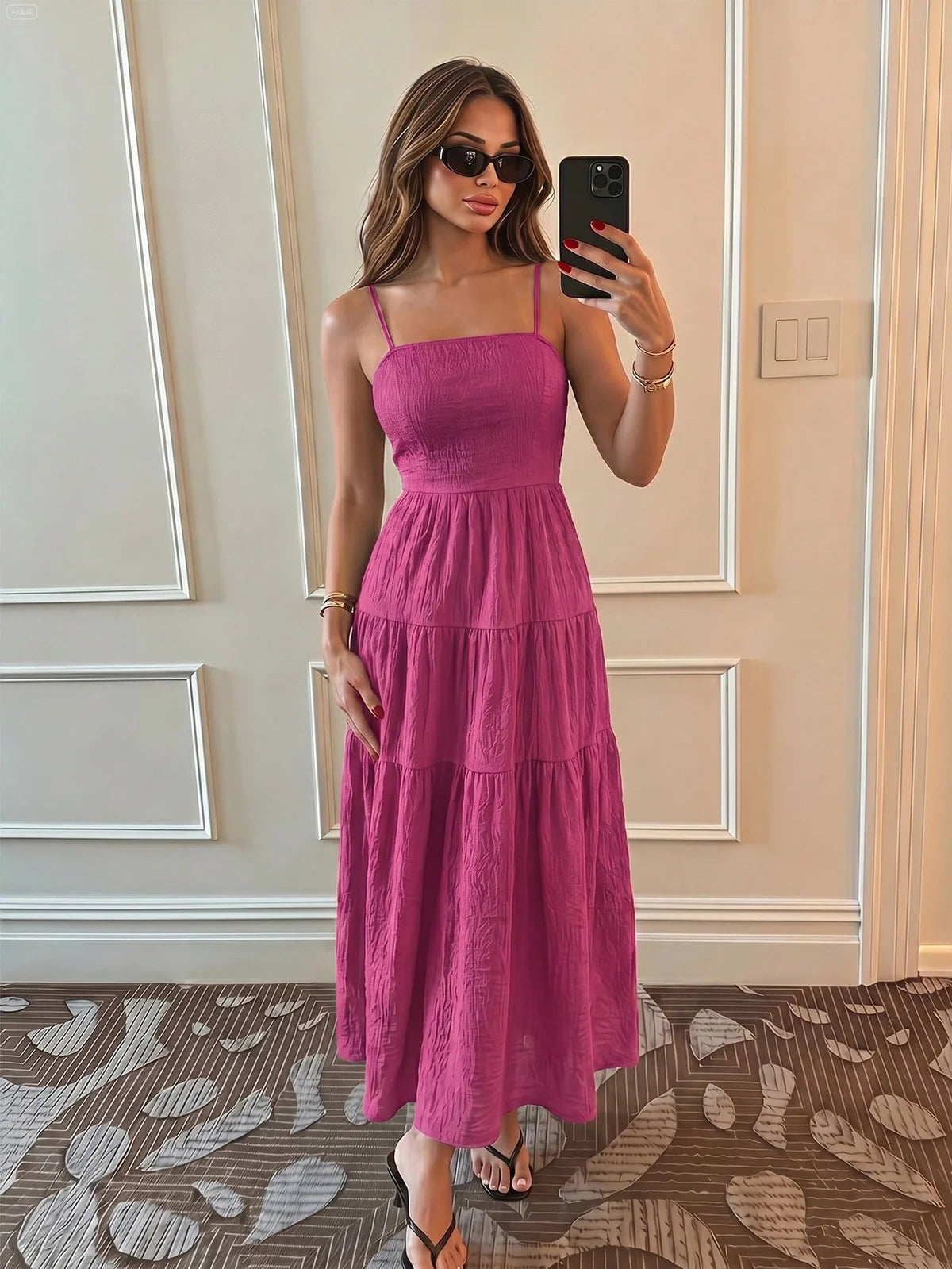 Vestido Sem Mangas Férias Solto e Emagrecedor com Alças Finas