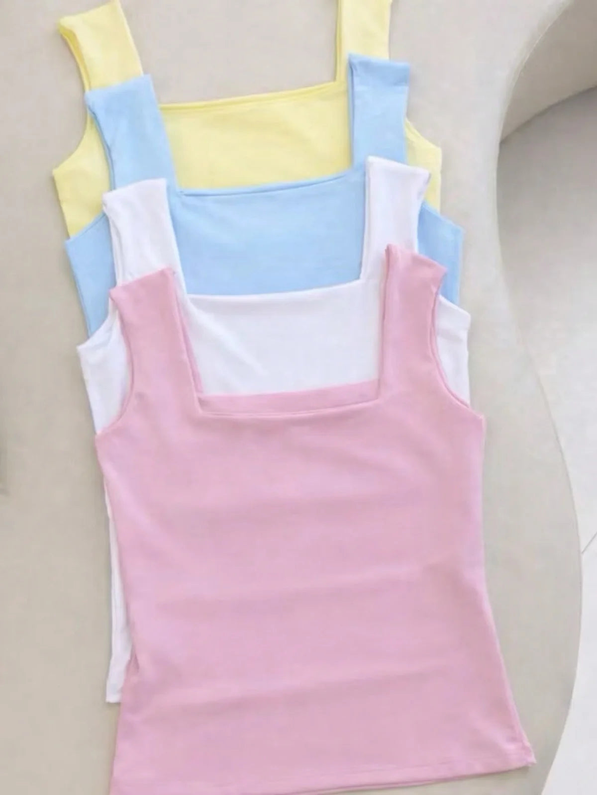 Top Feminino Kit 4 Blusas Feminina Regata Decote Quadrado Reto