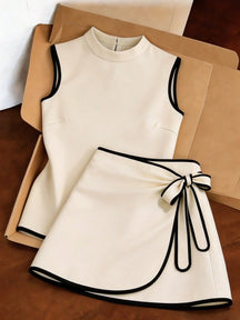 Franclia Conjunto de 2 Peças Chinês Asiático Minimalista com Top