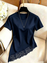 Blusa Feminina GlowEve Camiseta Feminina de Cor Sólida com Gola