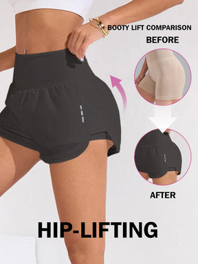 Shorts Femininos de Cintura Elástica com Bolso, Soltos e