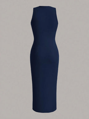 Vestido Regata com Cintura Franzida Sólido de , Vestidos de para