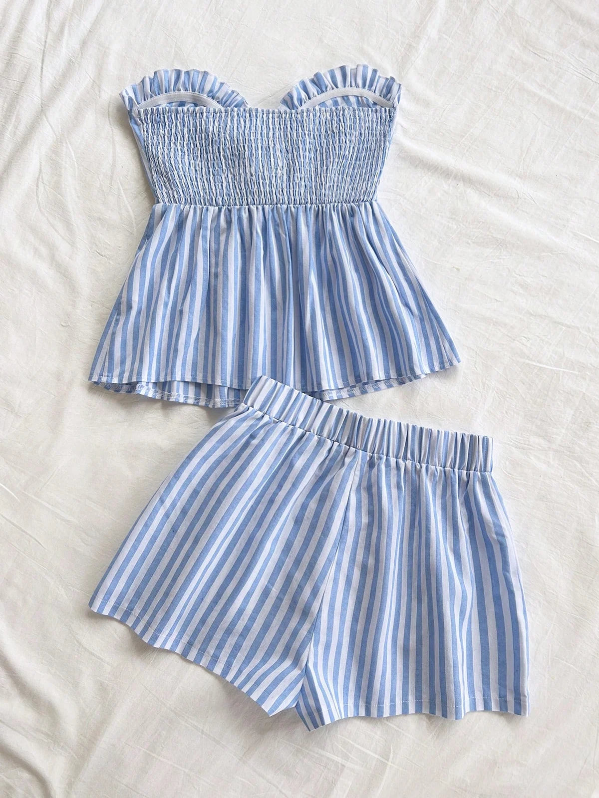 Conjunto Feminino 2 Peças: Top Camisole com Babado Barra e