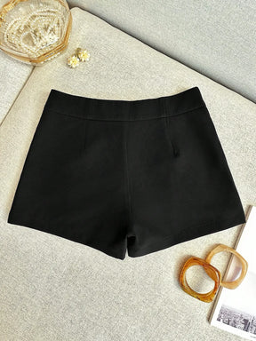 Shorts Casuais Femininos Simples de Cor Sólida com Bolso
