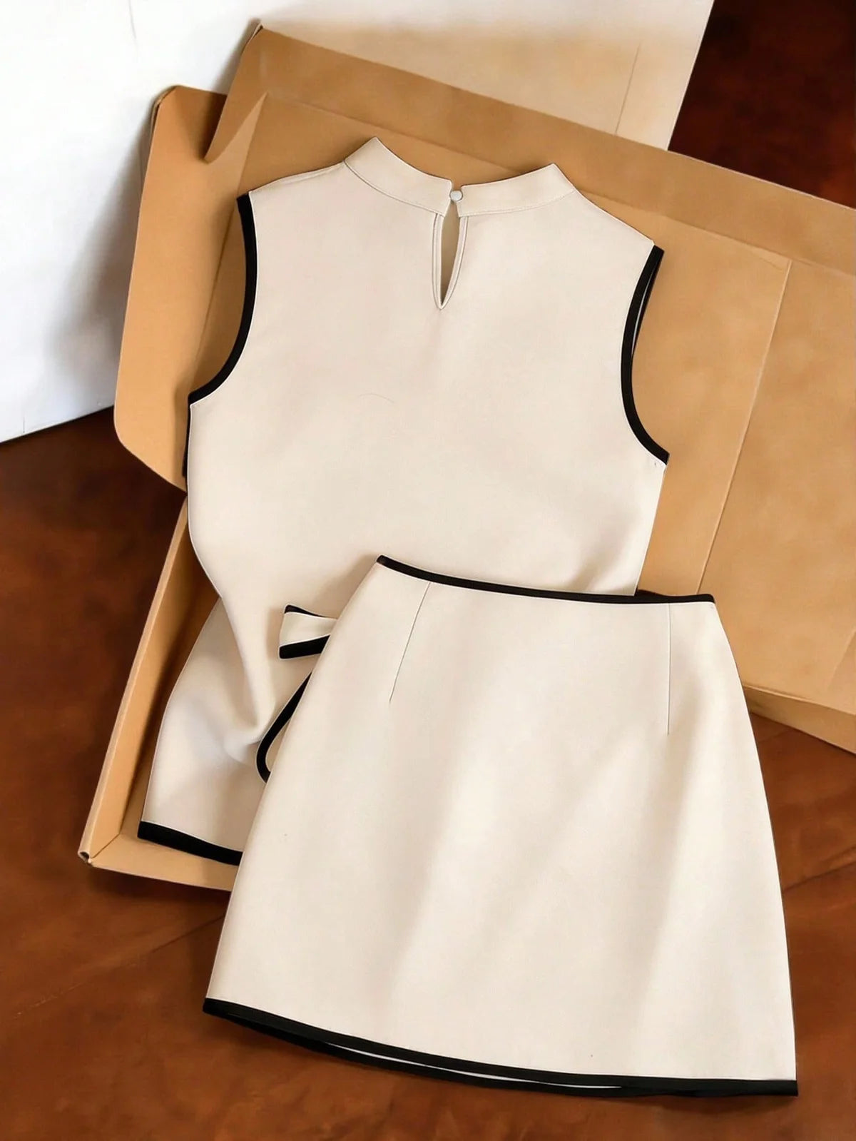 Franclia Conjunto de 2 Peças Chinês Asiático Minimalista com Top