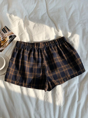 Shorts Casuais Xadrez Mini Femininos para