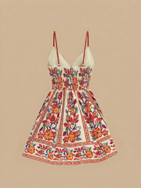 Vestido Curto Estampado de Chiffon com Alças Finas para