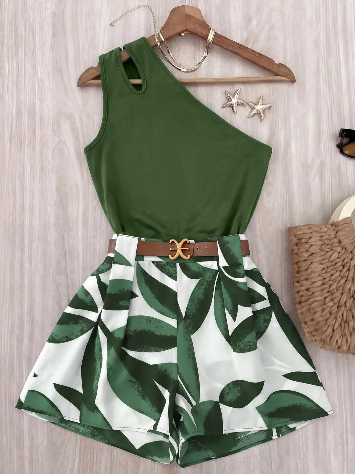 Conjunto de 2 peças Feminino de de Férias e Sexy com Estampa
