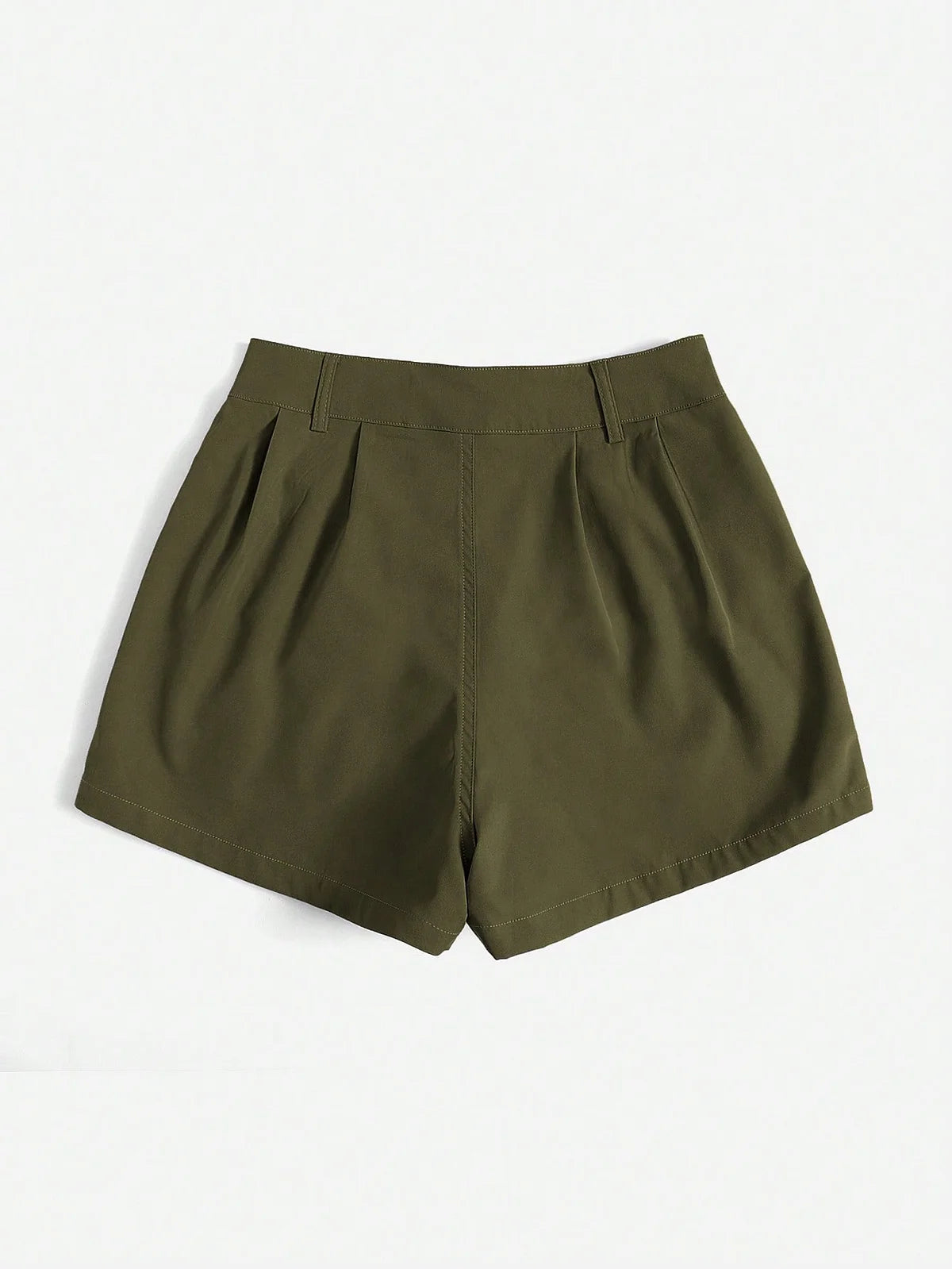 Essnce Shorts Casuais Plissados com Bolso em Cor Sólida para