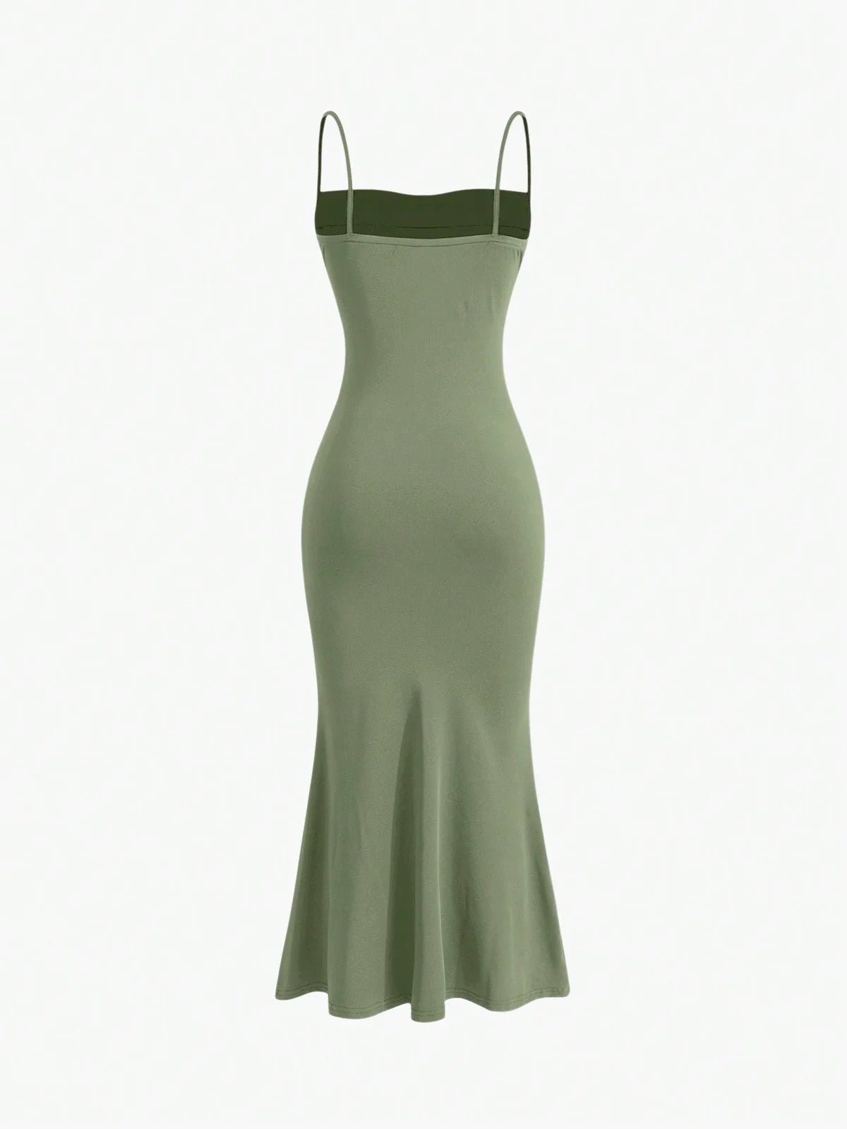 Vestido Feminino de Alça com Babado Pregueado na Bainha, Cor