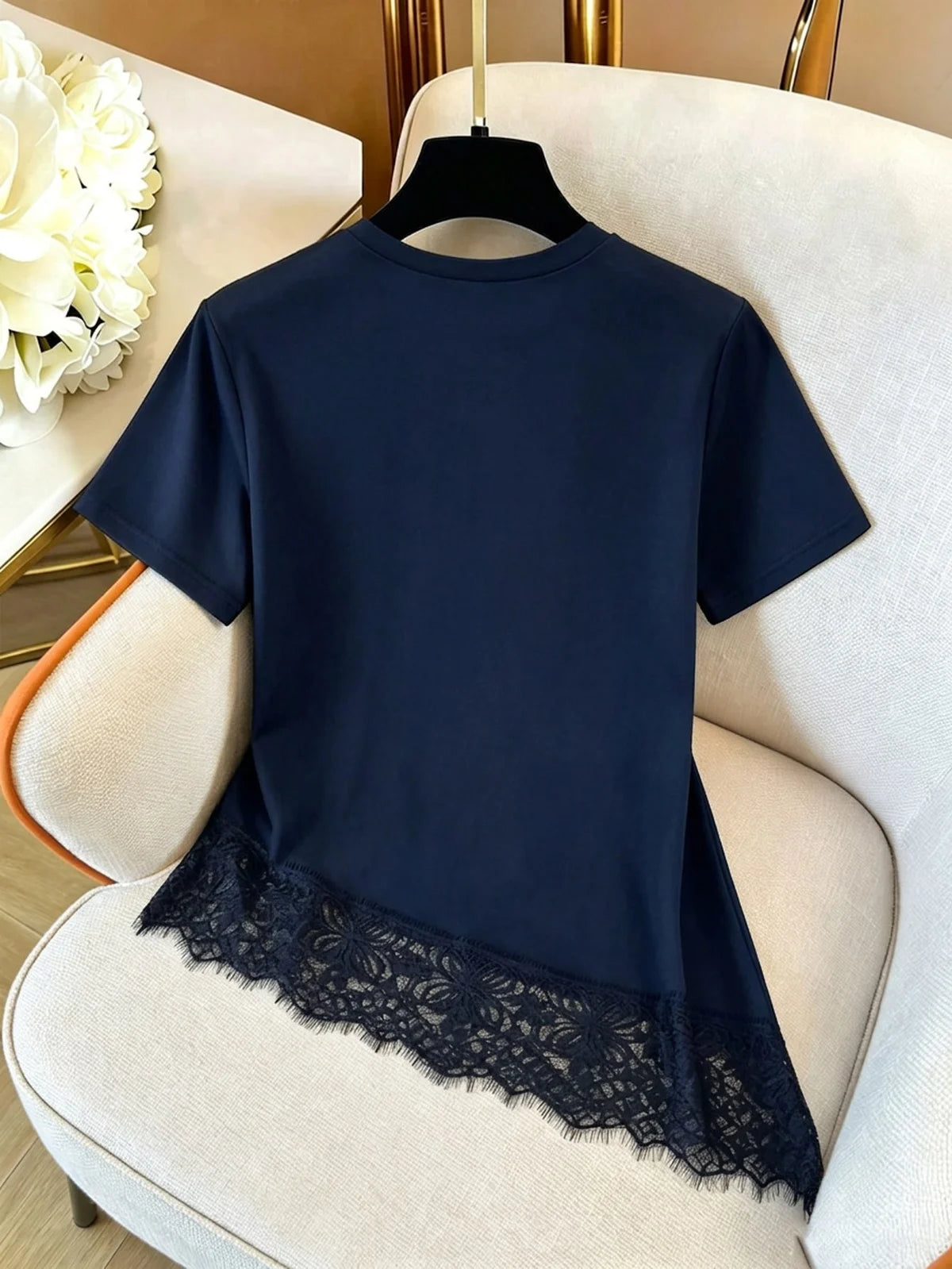 Blusa Feminina GlowEve Camiseta Feminina de Cor Sólida com Gola