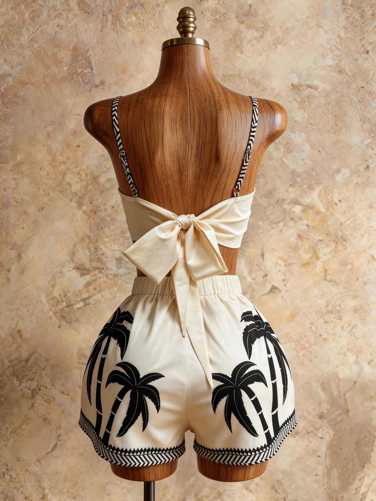 Conjunto de 2 peças Feminino com Camisole Floral Miúdo Cáqui e