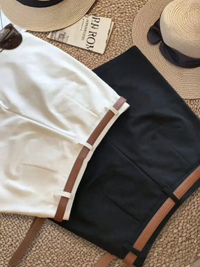 Conjunto Feminino de 3 Peças Preto Branco Café Shorts para