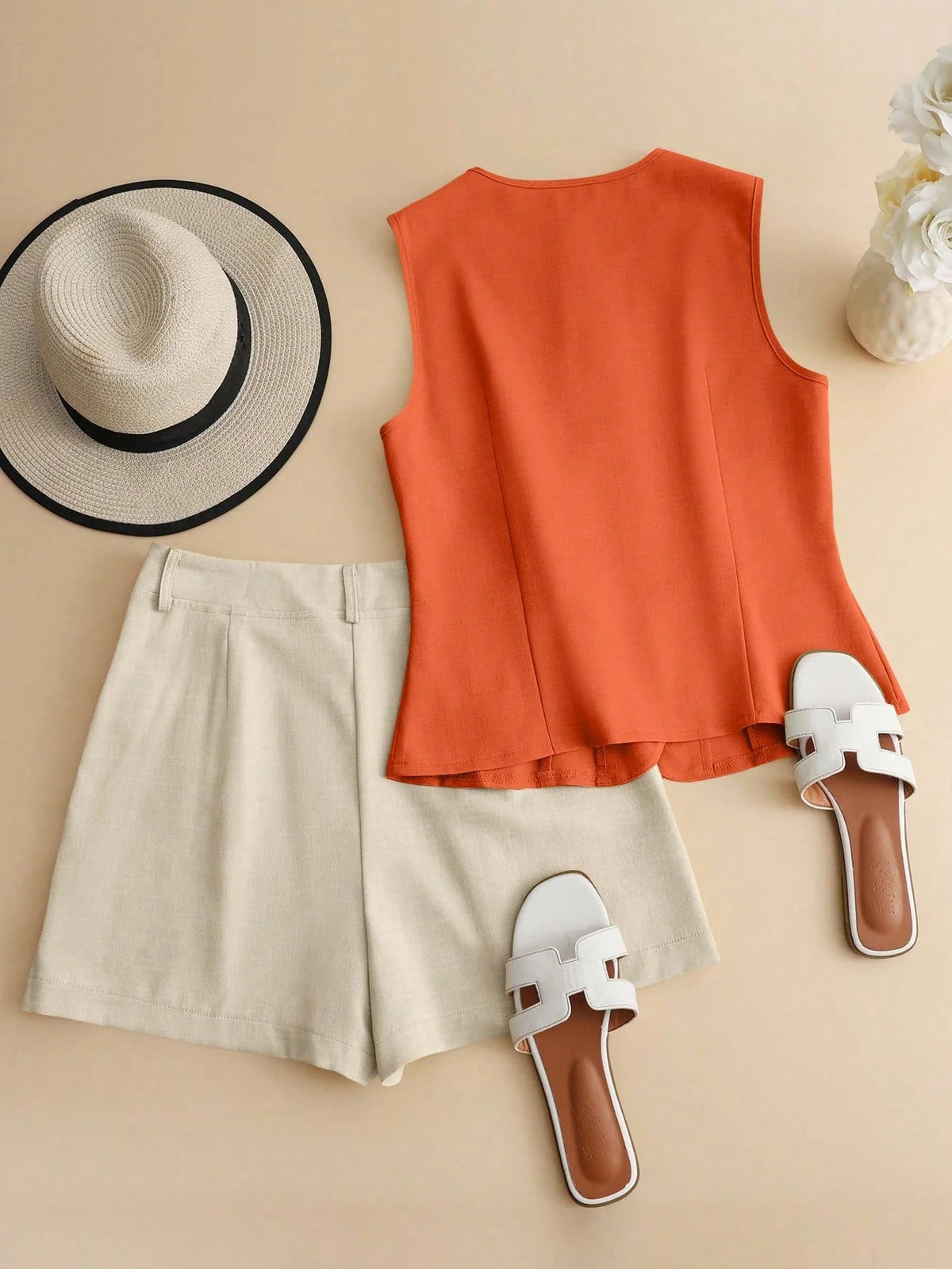 Conjunto de 2 peças com Cardigan Sem Mangas Confortável para