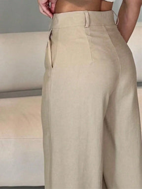Calça Feminina Pantalona Wide leg Botão Noite Diário Formal e