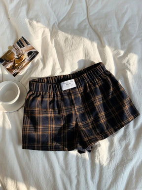 Shorts Casuais Xadrez Mini Femininos para